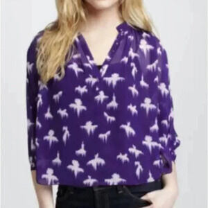 Rebecca Taylor Purple Free Bird Dove Blouse Sz 6